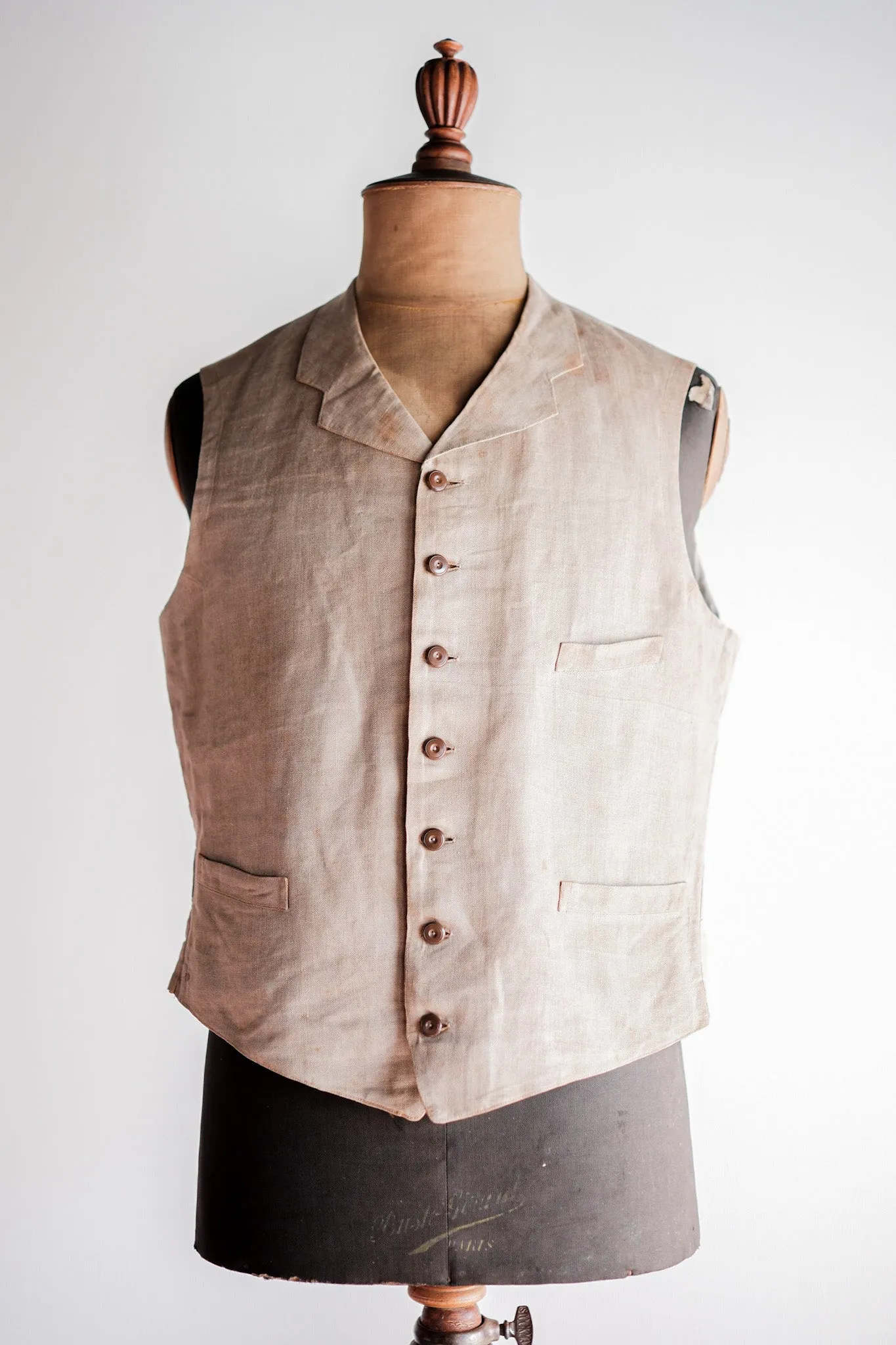 【~40's】French Vintage Linen Work Gilet