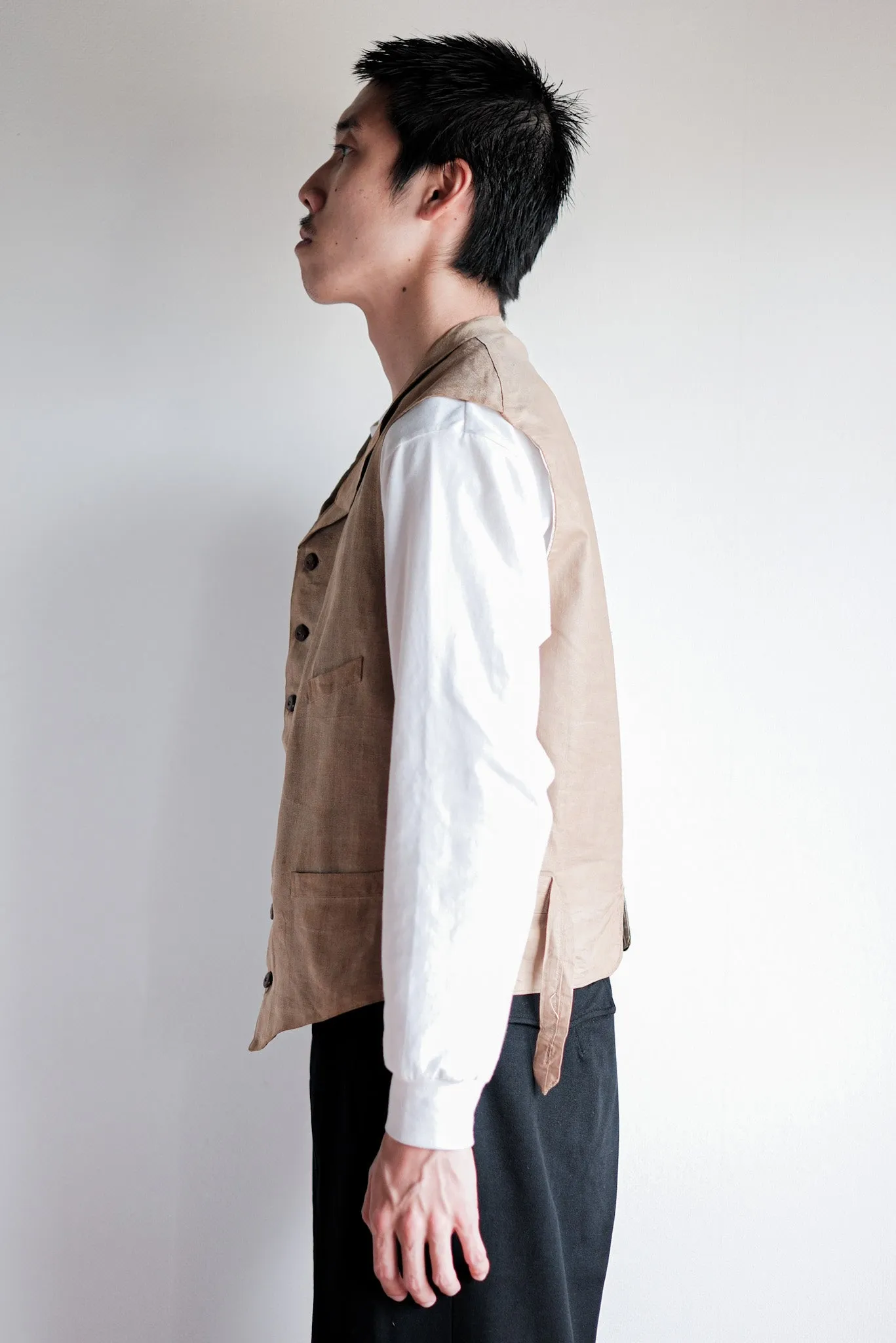 【~40's】French Vintage Linen Work Gilet