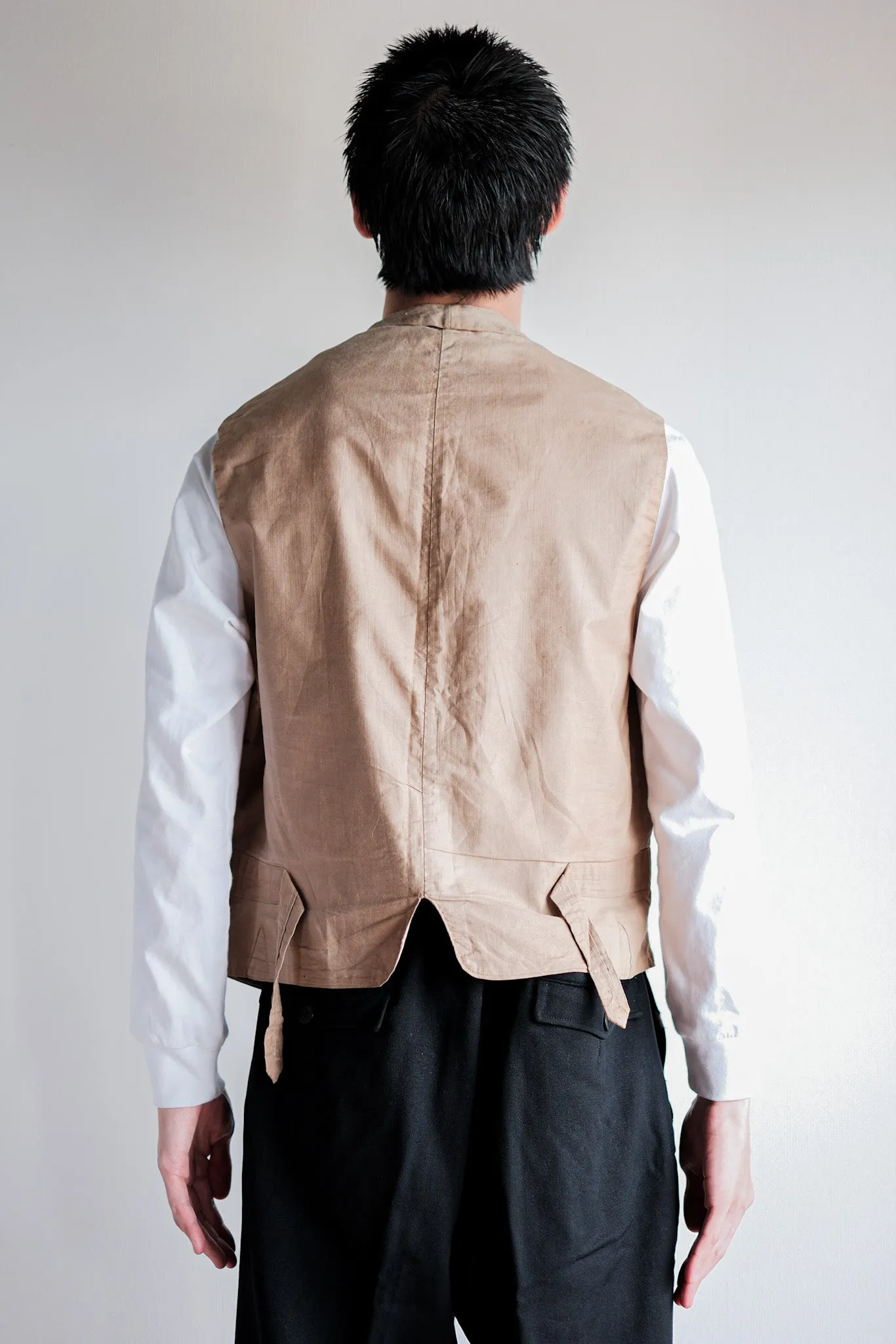 【~40's】French Vintage Linen Work Gilet