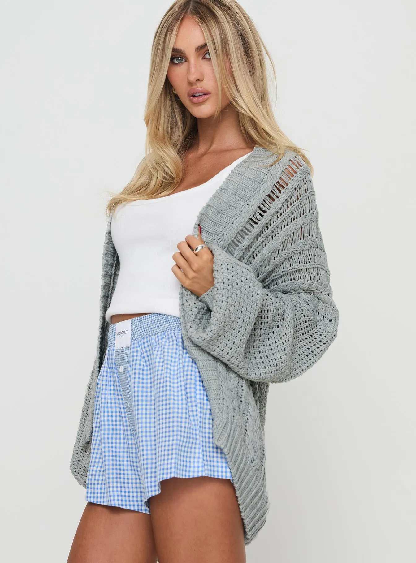 Abner Cable Cardigan Light Grey