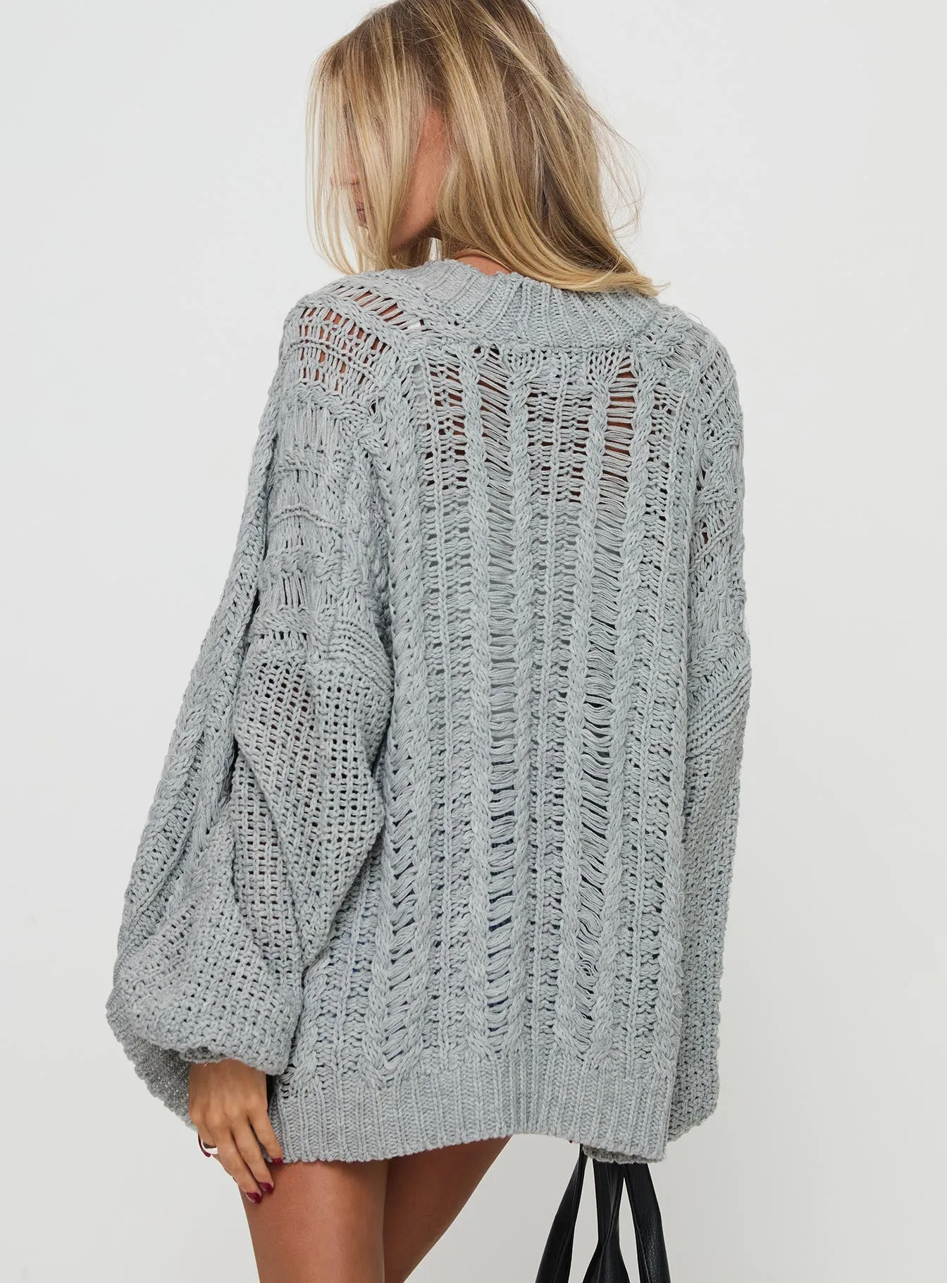 Abner Cable Cardigan Light Grey