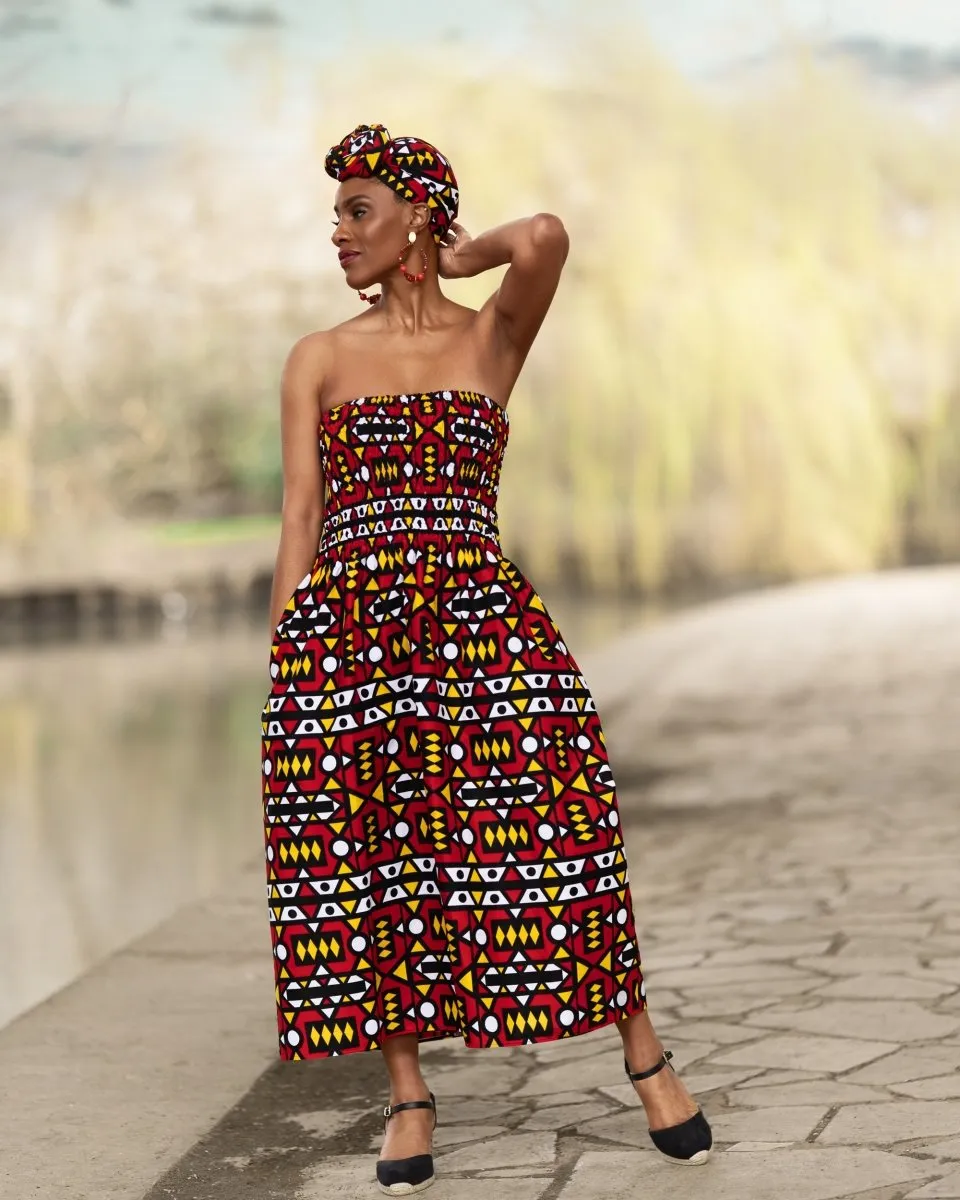 African Dress in Stunning Red Samakaka