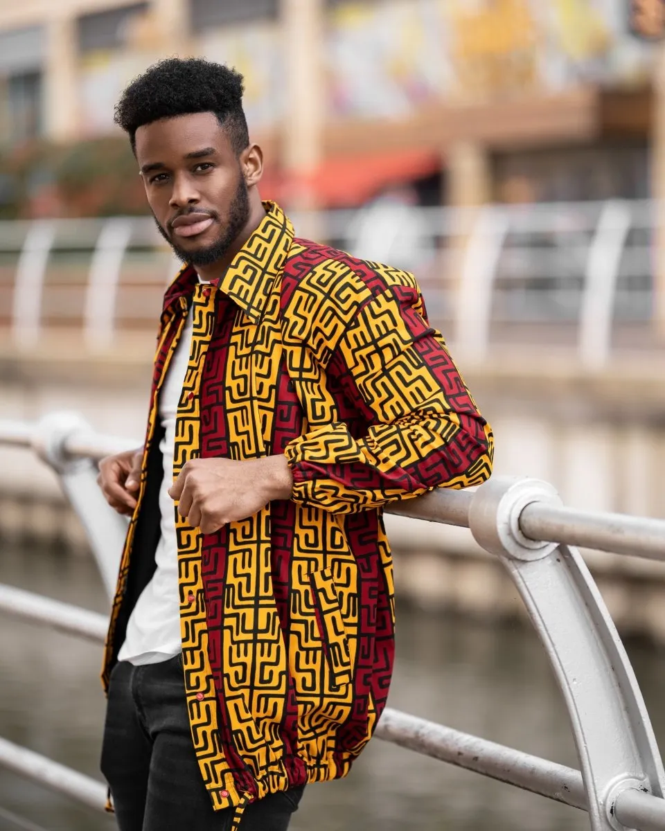 African Summer Puffer Jacket In Red & Orange