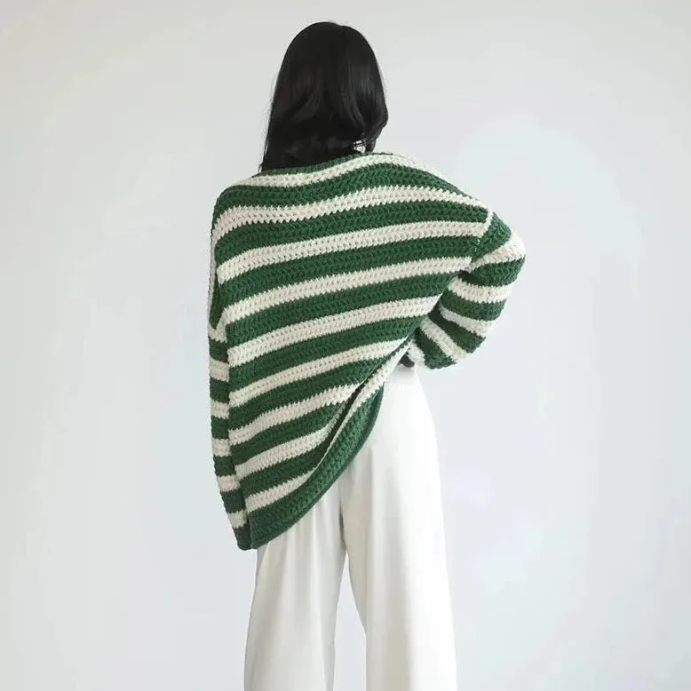 Anneli Striped Knit Oversized Sweater