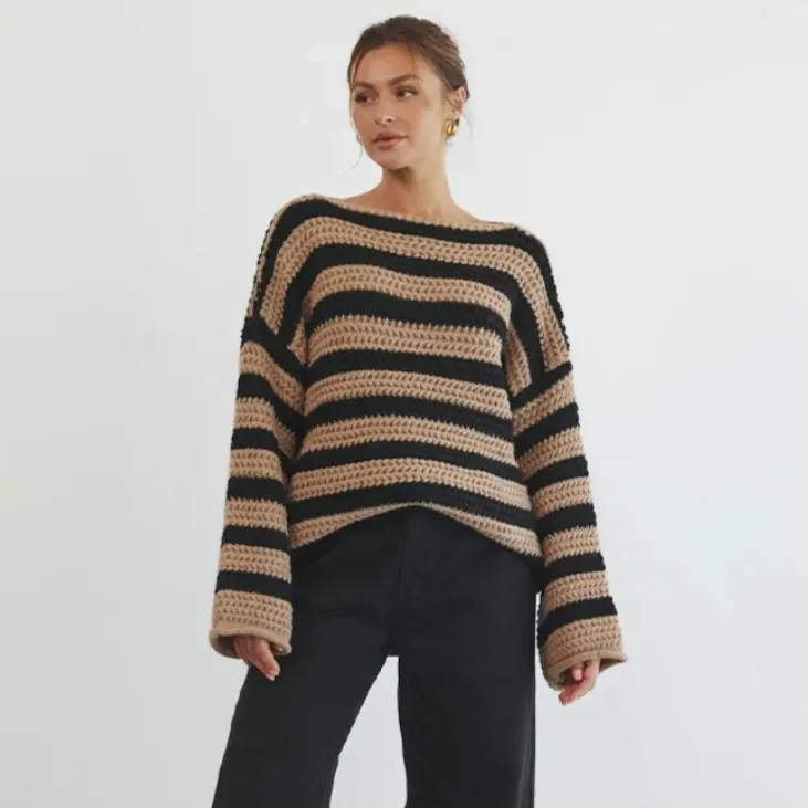 Anneli Striped Knit Oversized Sweater