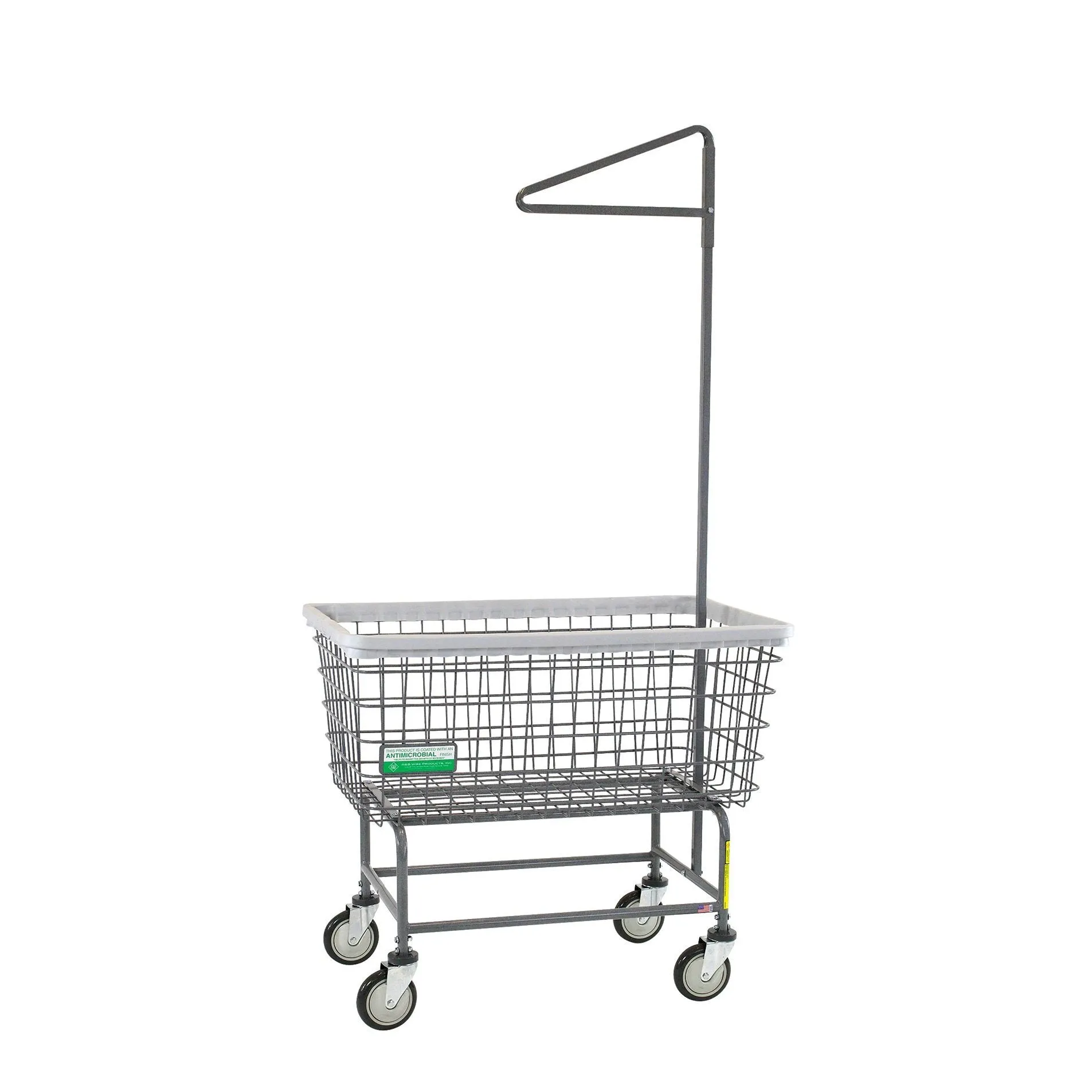 Antimicrobial Mega Capacity Laundry Cart (Big Dog) w/ Single Pole Rack