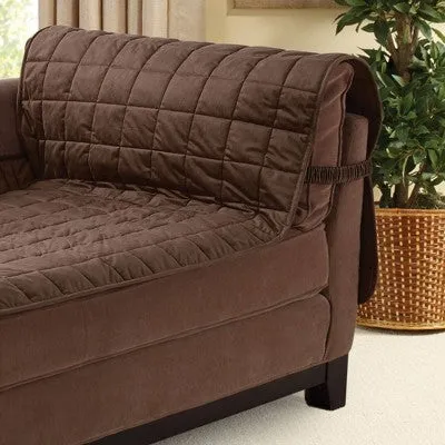 Antimicrobial Quilted Armless Chaise Furniture Protector Chocolate - Sure Fit