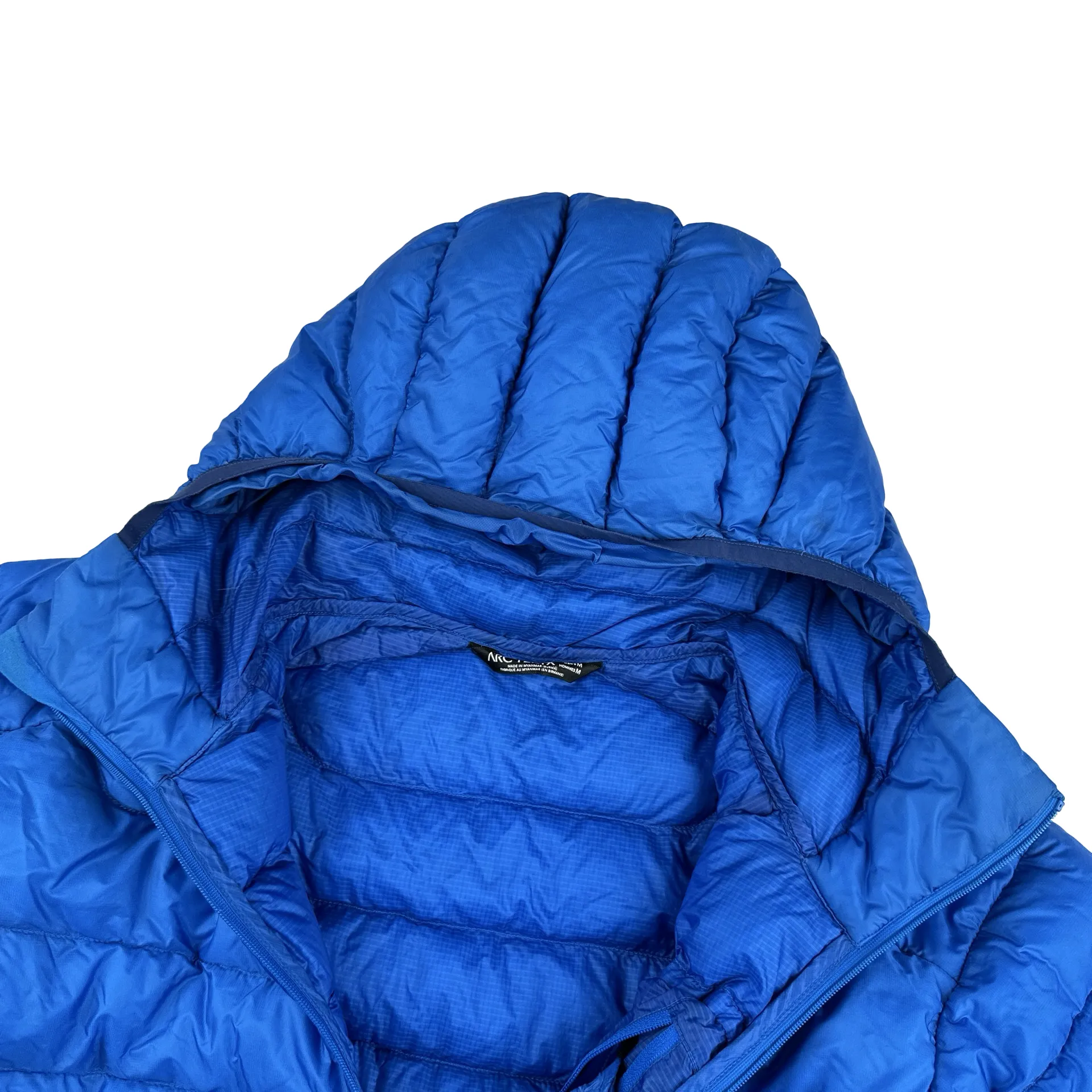 Arcteryx Blue Down Filled Zipped Hooded Jacket- Medium