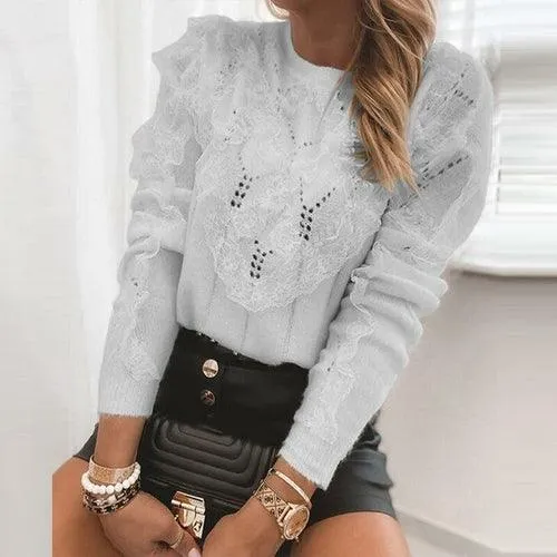 Autumn Embroidery Crochet Lace Sweater