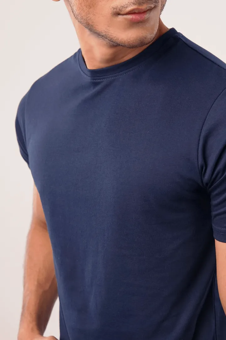 Azure Crew Neck T-shirt - Navy Blue