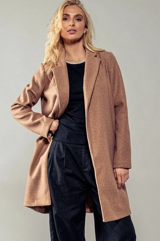 Basic Knit Coat Jacket CAMEL