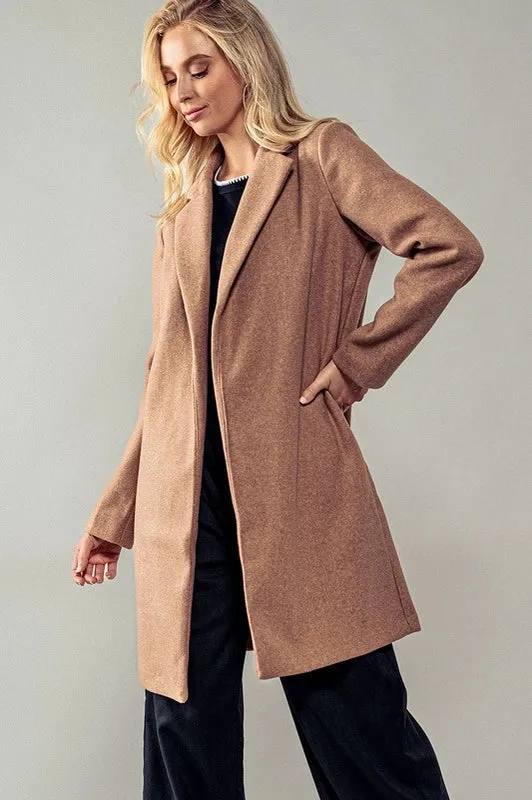 Basic Knit Coat Jacket CAMEL