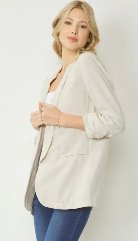 Blake Shirred Sleeve Blazer Oat