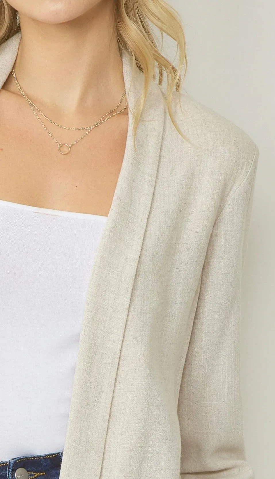 Blake Shirred Sleeve Blazer Oat