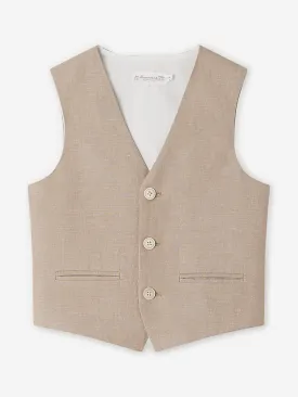 Bonpoint Boys Linen Angus Waistcoat in Brown