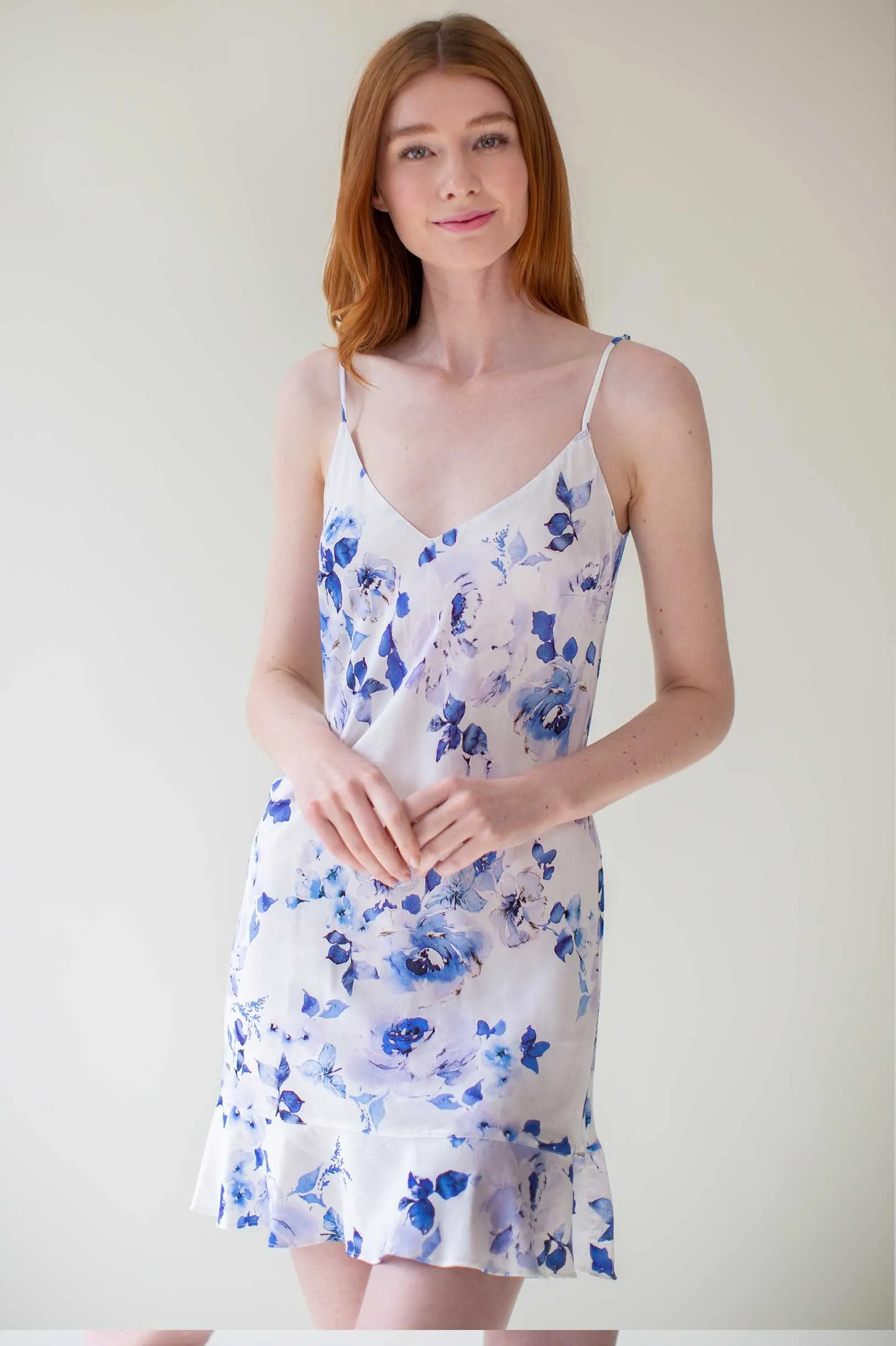 Botanical love Flounce Bias cut slip dress in Pink floral