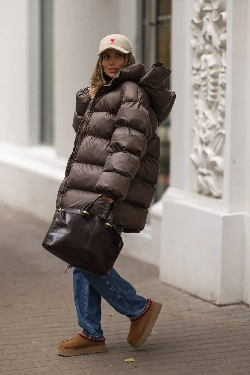 Brown oversized down coat “Arden”