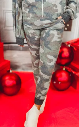 Camo Print Drawstring Jogger Pants