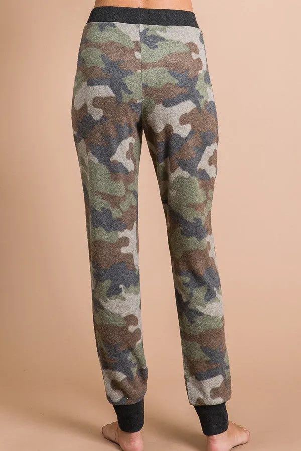 Camo Print Drawstring Jogger Pants