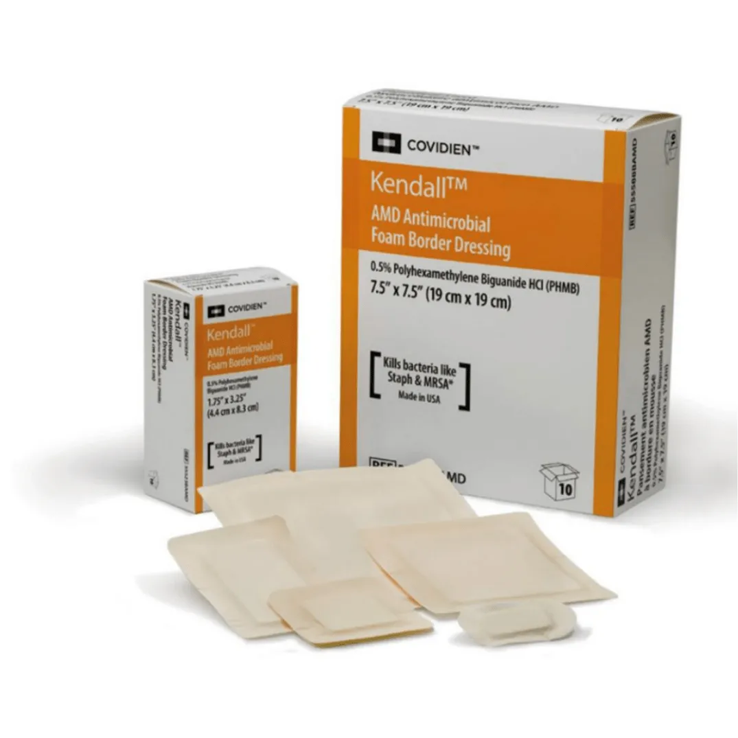 Cardinal Health Kendall AMD Antimicrobial Foam Dressings, Regular, Sterile