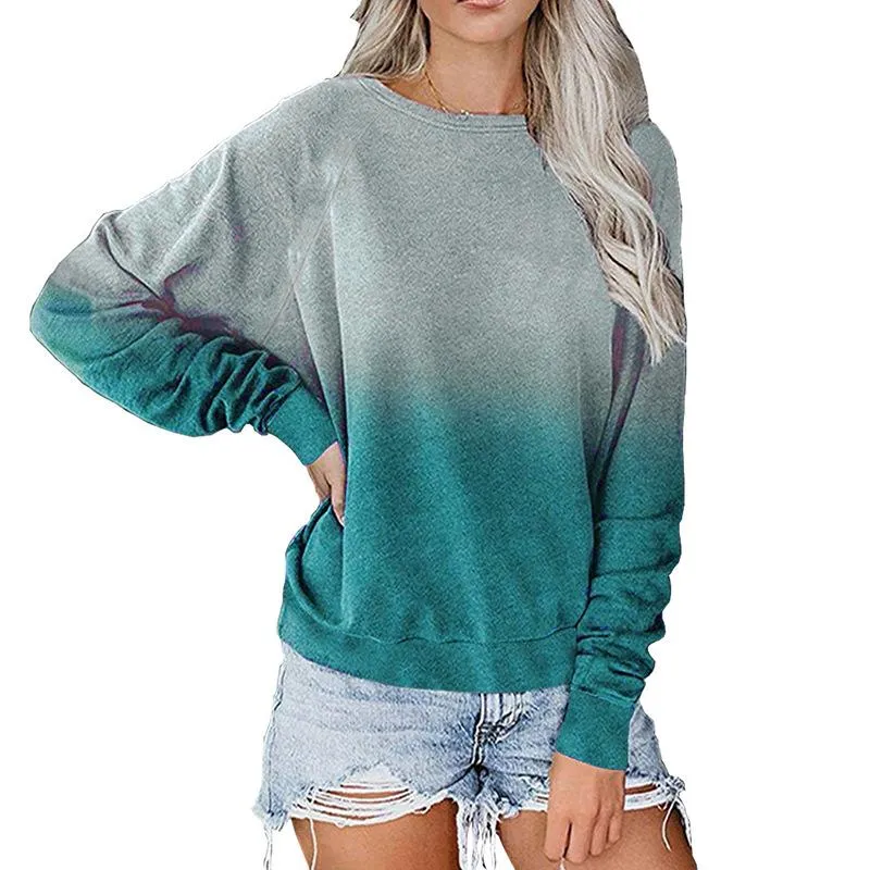 Casual Long Sleeves Pullover Gradient Hoodies