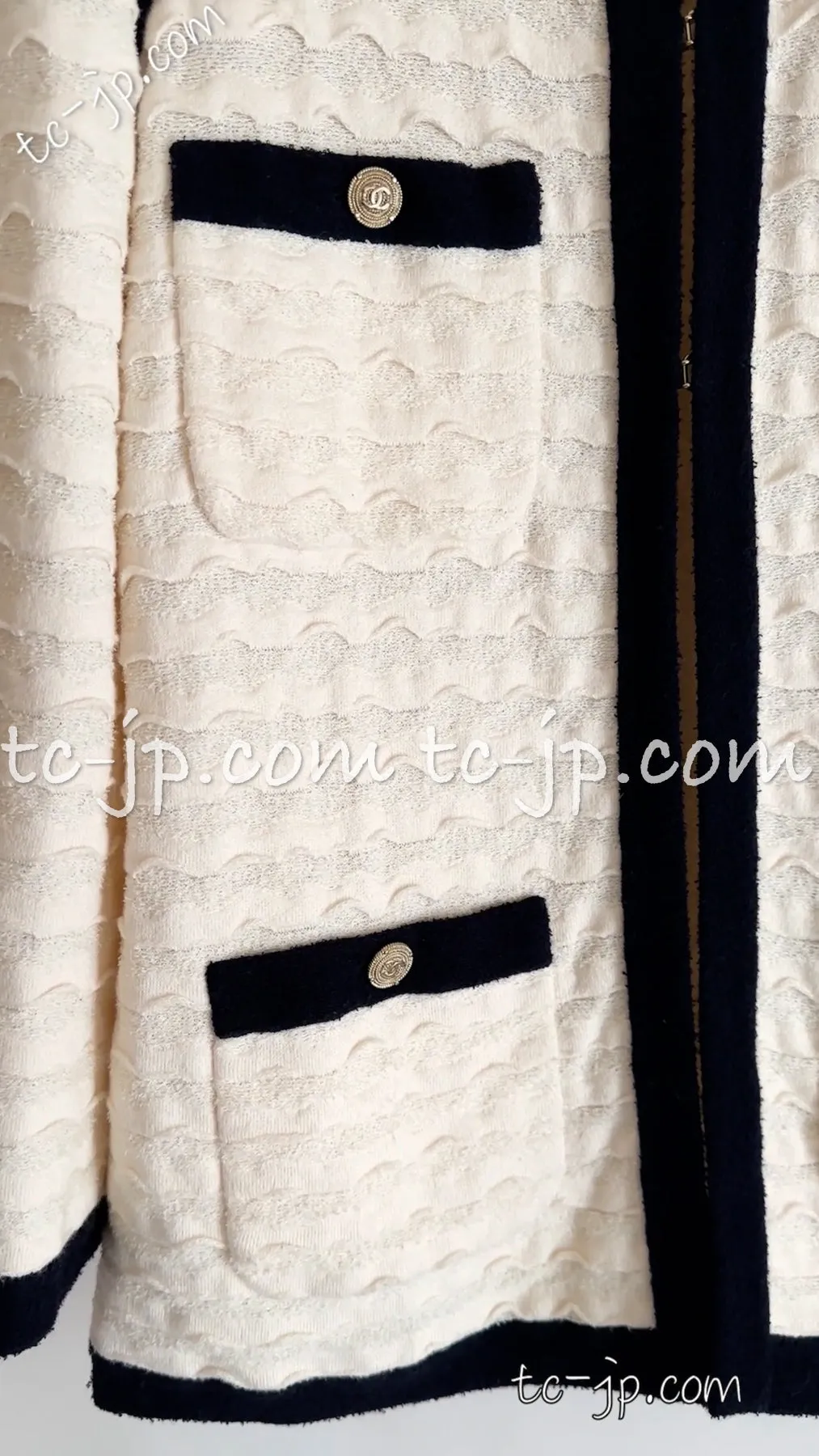 CHANEL 12C Ivory Cotton Cashmere Knit Dress 38 シャネル アイボリー ジャージ カシミア混 コットン ニット ワンピース 即発