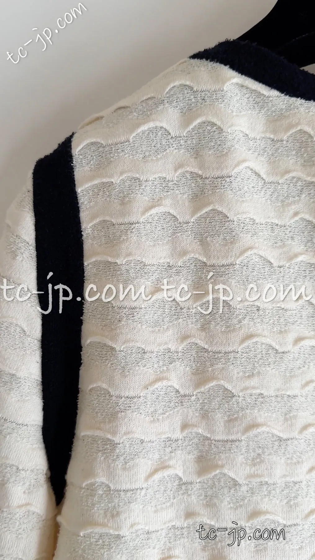 CHANEL 12C Ivory Cotton Cashmere Knit Dress 38 シャネル アイボリー ジャージ カシミア混 コットン ニット ワンピース 即発