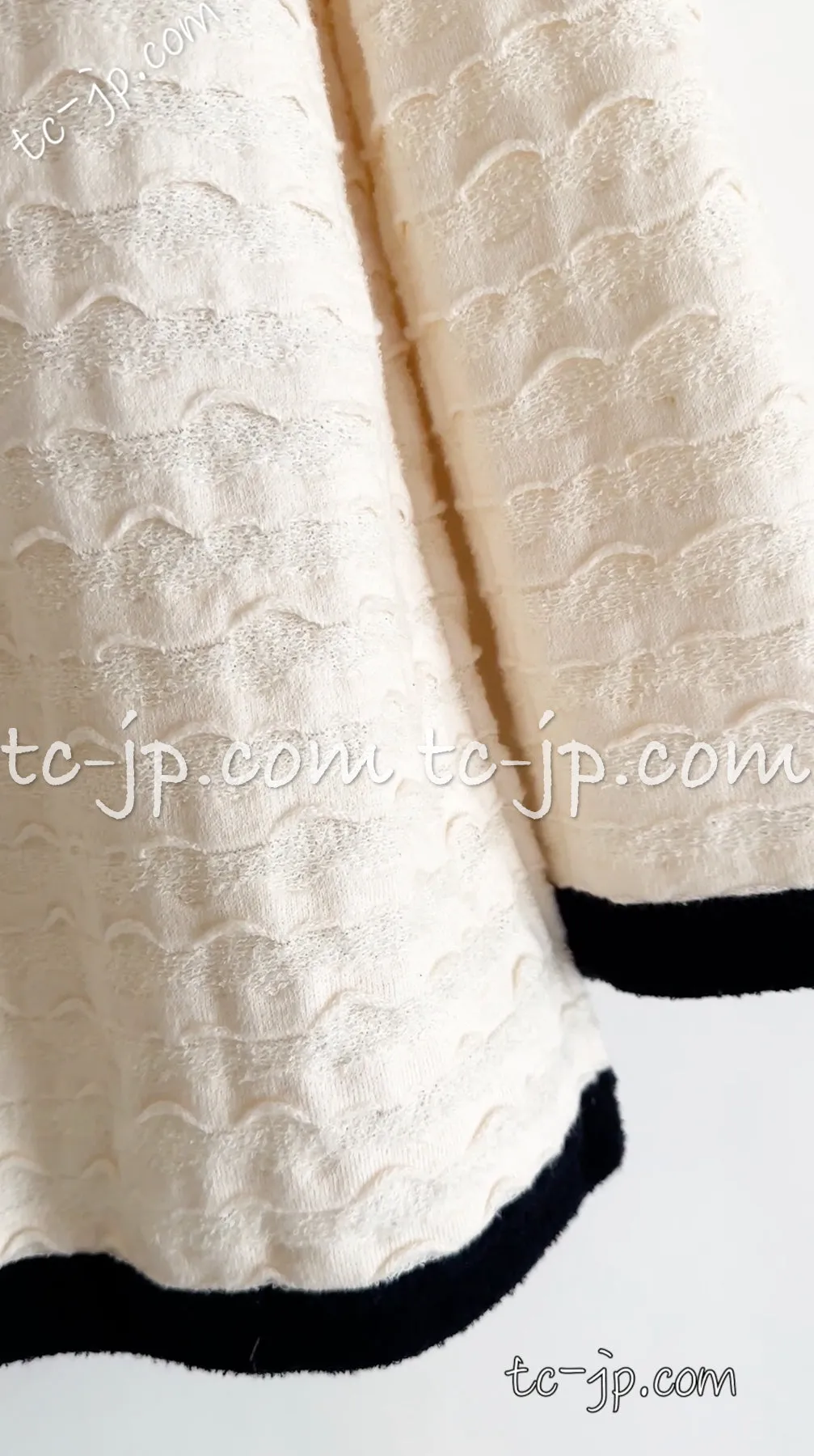 CHANEL 12C Ivory Cotton Cashmere Knit Dress 38 シャネル アイボリー ジャージ カシミア混 コットン ニット ワンピース 即発