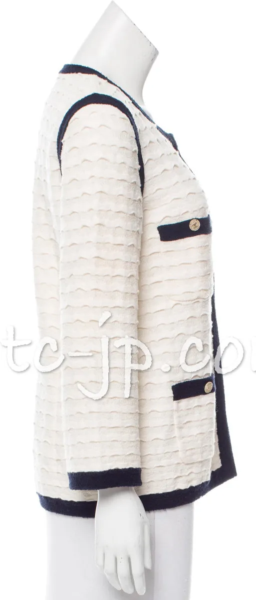 CHANEL 12C Ivory Cotton Cashmere Knit Dress 38 シャネル アイボリー ジャージ カシミア混 コットン ニット ワンピース 即発