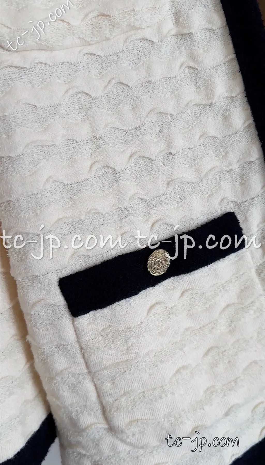 CHANEL 12C Ivory Cotton Cashmere Knit Dress 38 シャネル アイボリー ジャージ カシミア混 コットン ニット ワンピース 即発