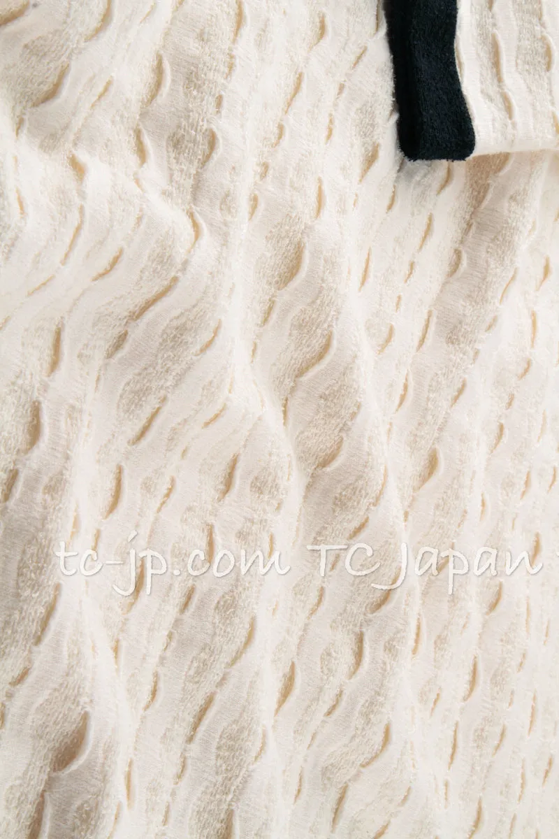 CHANEL 12C Ivory Cotton Cashmere Knit Dress 38 シャネル アイボリー ジャージ カシミア混 コットン ニット ワンピース 即発