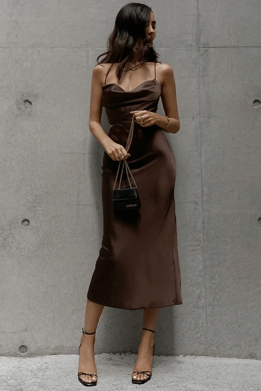 Charissa Slip Dress - Chocolate