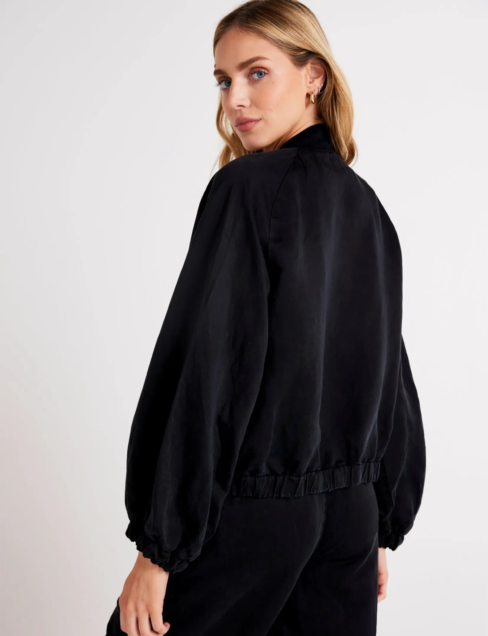 Chloe Clean Bomber Jacket, Black