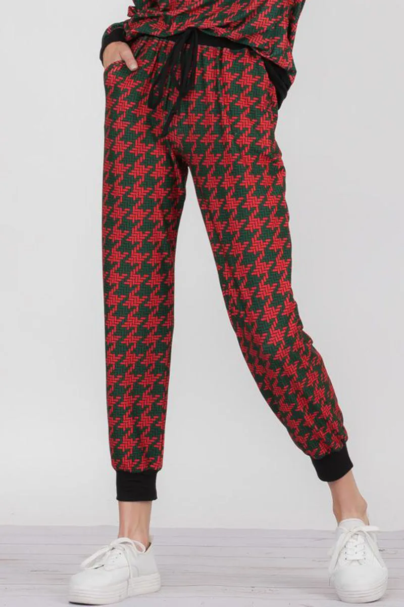 Christmas Holiday Knit Printed High-Rise Joggers