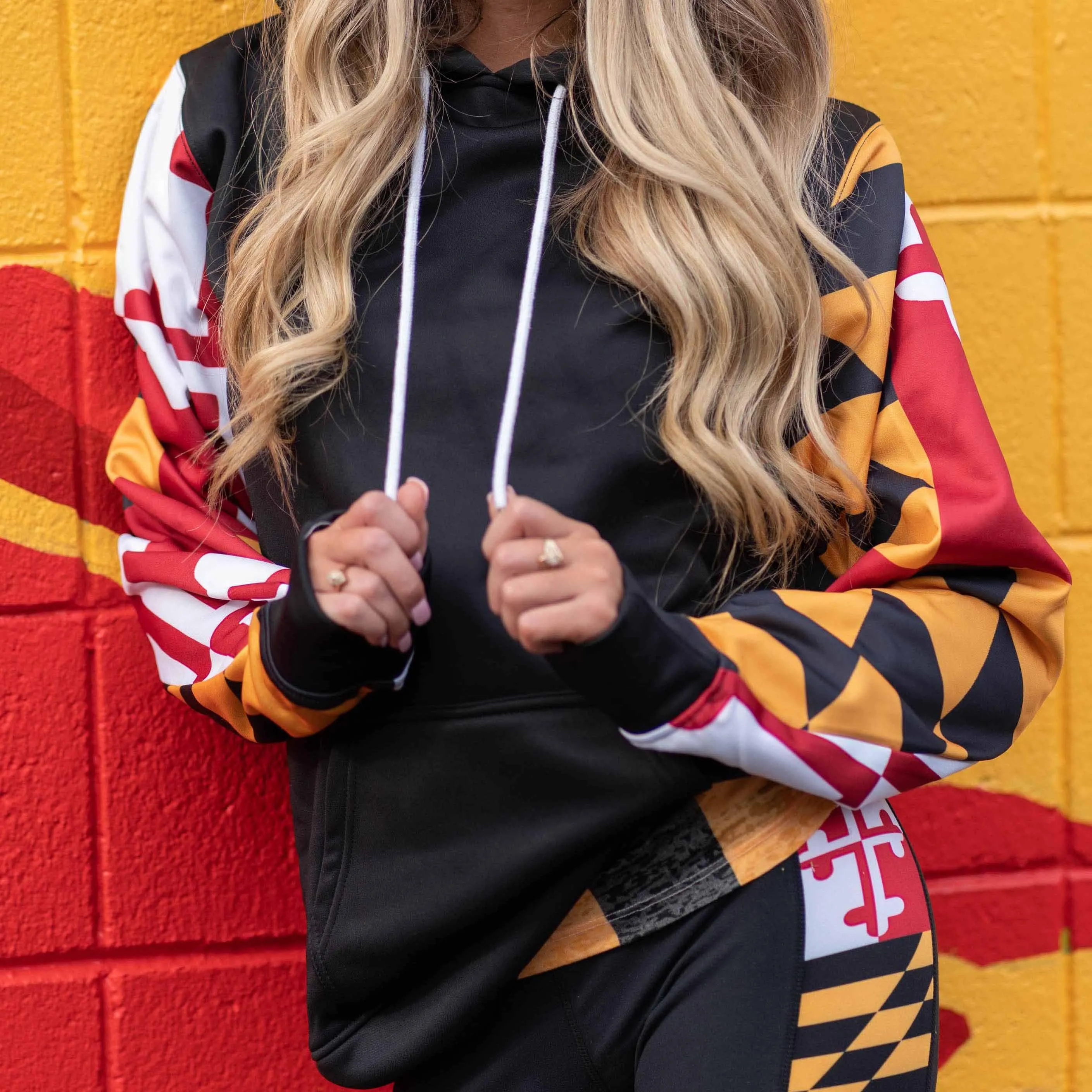 Colored Maryland Flag Sleeves (Black) / Hoodie