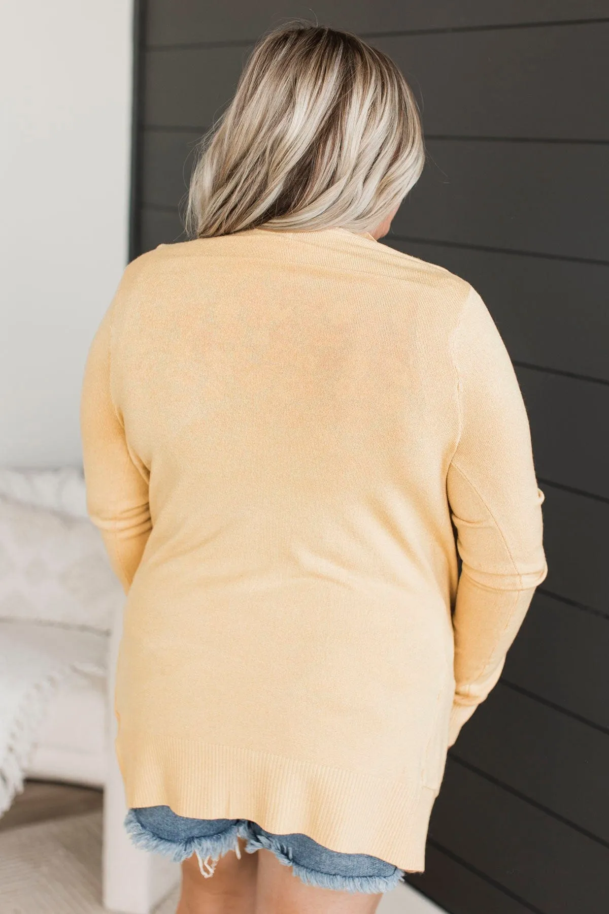 Comfortable With Myself Knit Cardigan- Dusty Yellow