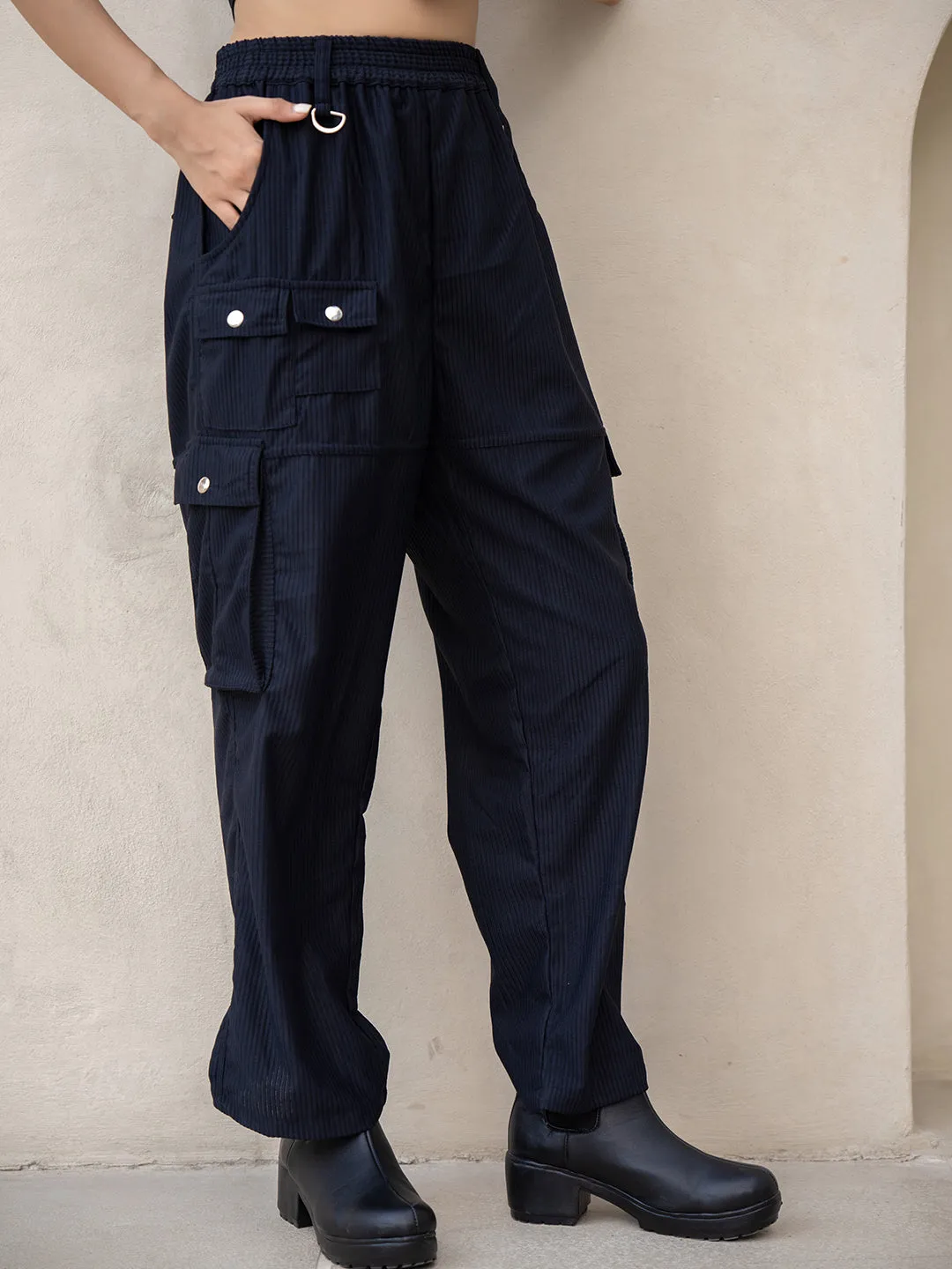 Corduroy Black Cargo Pants