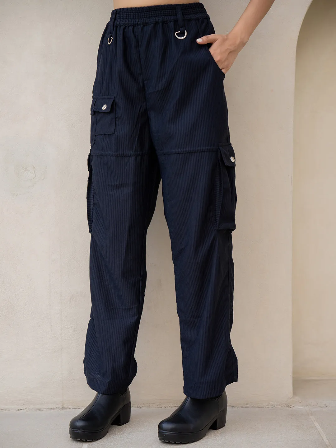 Corduroy Black Cargo Pants