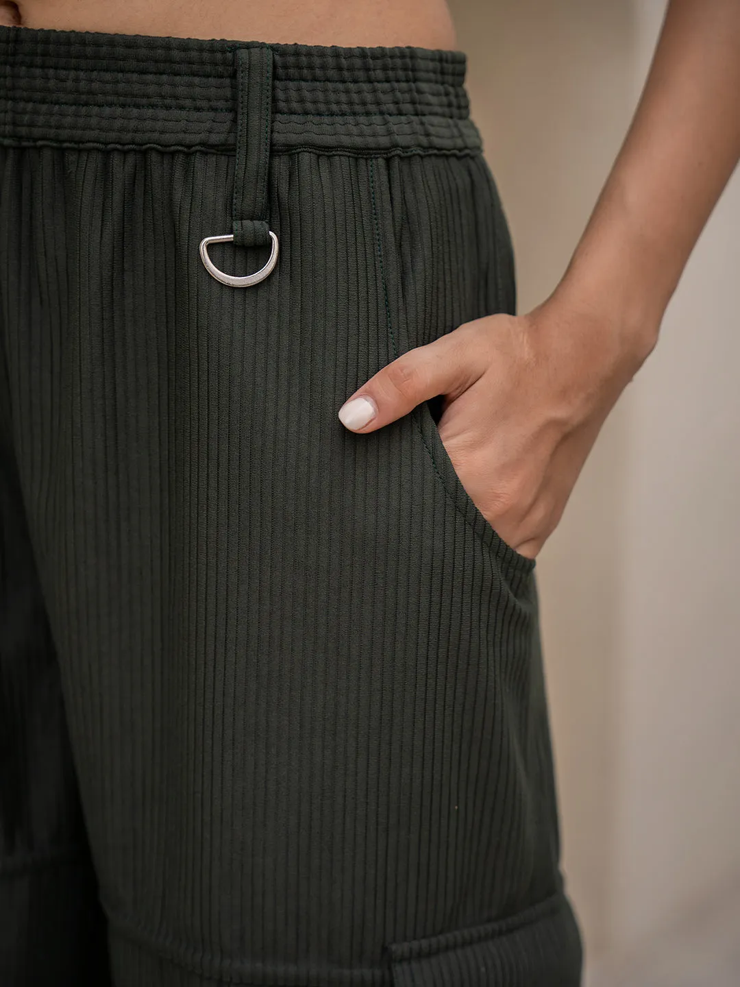 Corduroy Dark Green Cargo Pants