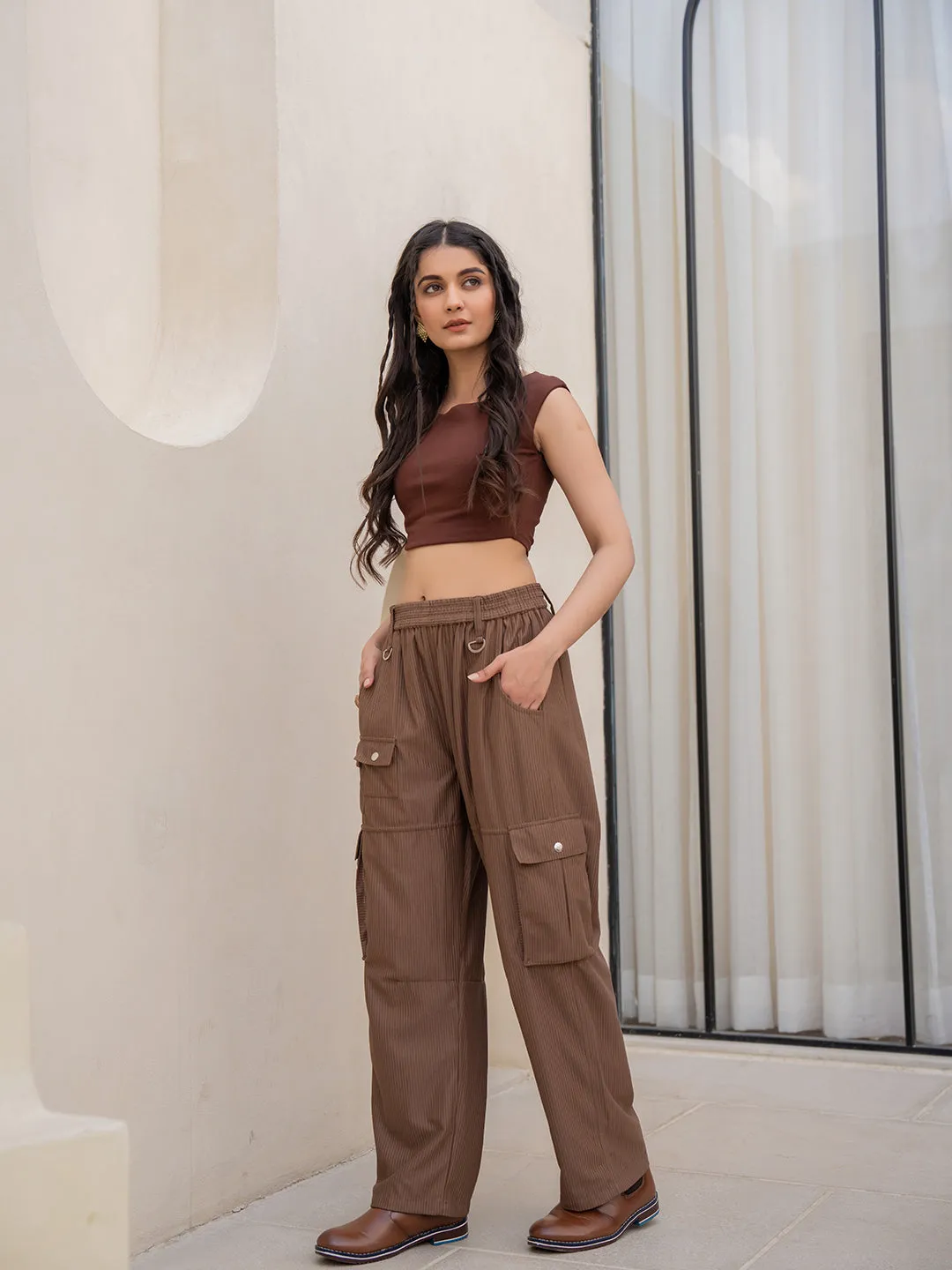 Corduroy Mocha Brown Cargo Pants