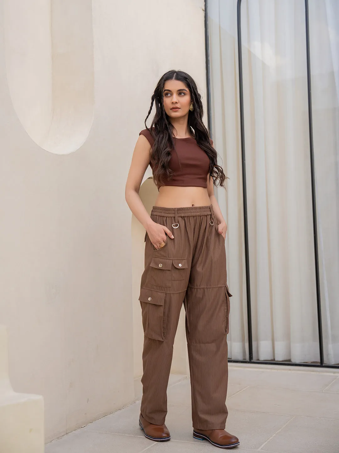 Corduroy Mocha Brown Cargo Pants