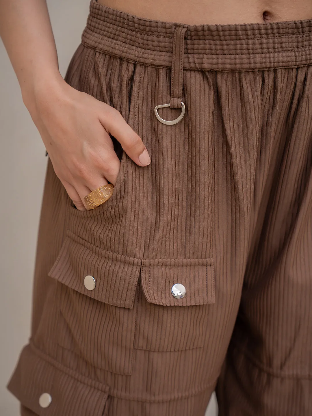 Corduroy Mocha Brown Cargo Pants