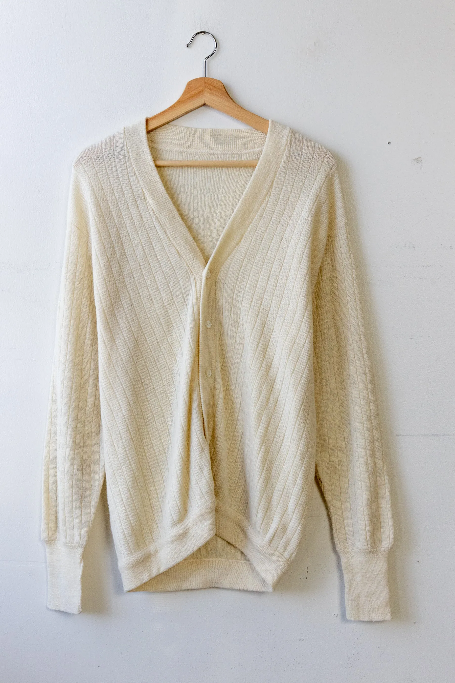 Cream Alpaca Ribbed Cardigan