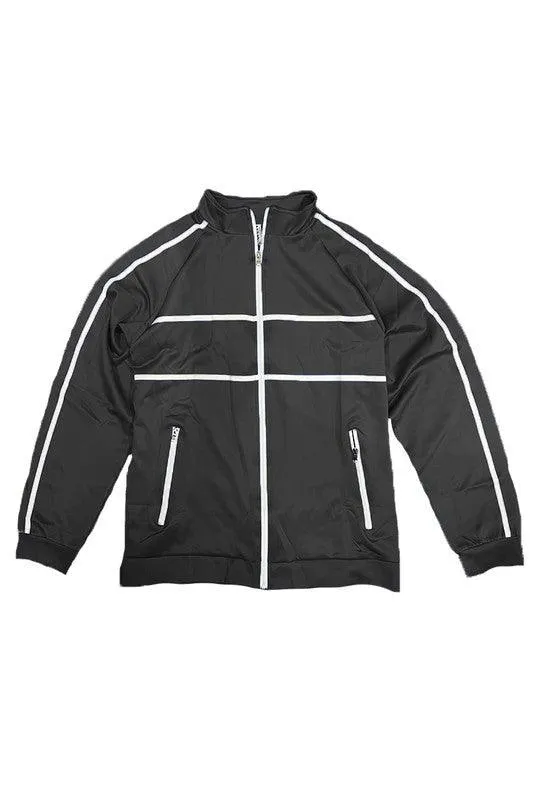 Criss Cross Tape Stripe Track Jacket