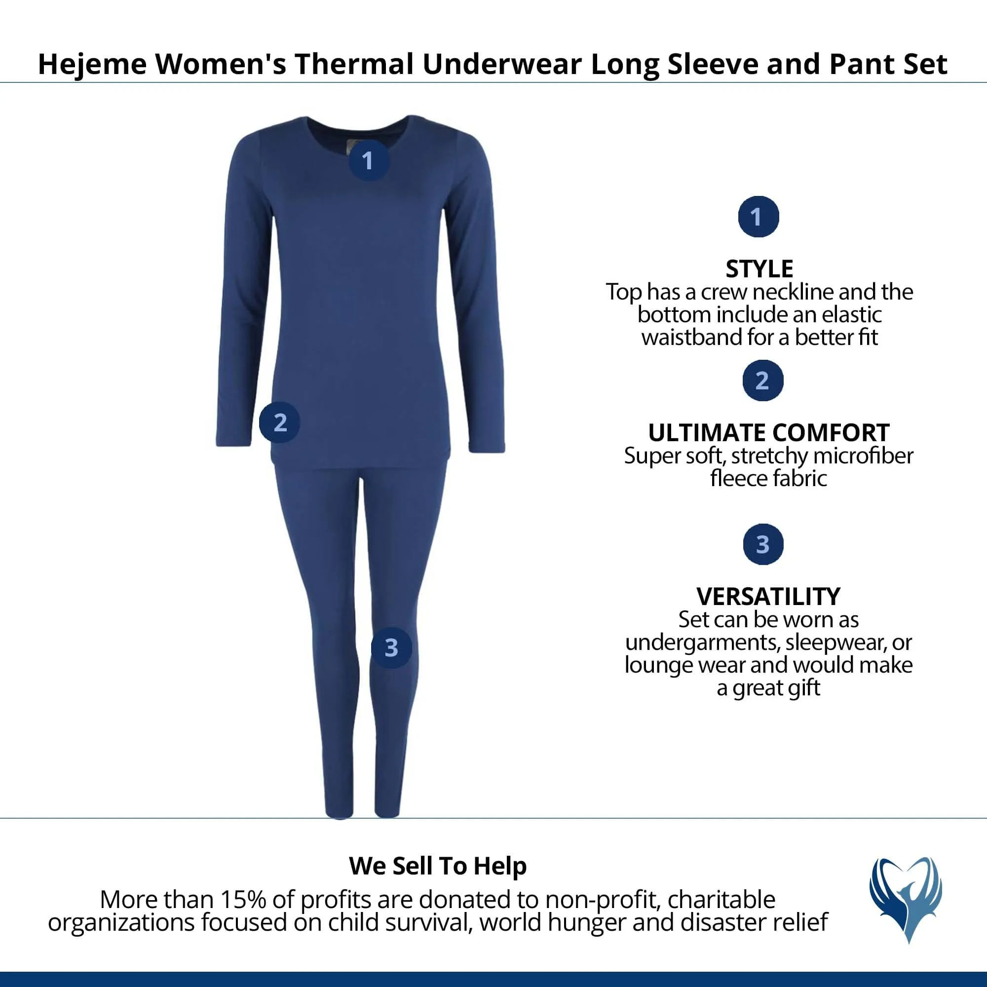 CTM® Women's Thermal Underwear Long Sleeve and Pant Set