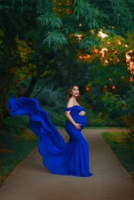 Designarche Maternity Royal Blue Long Maxi Gown