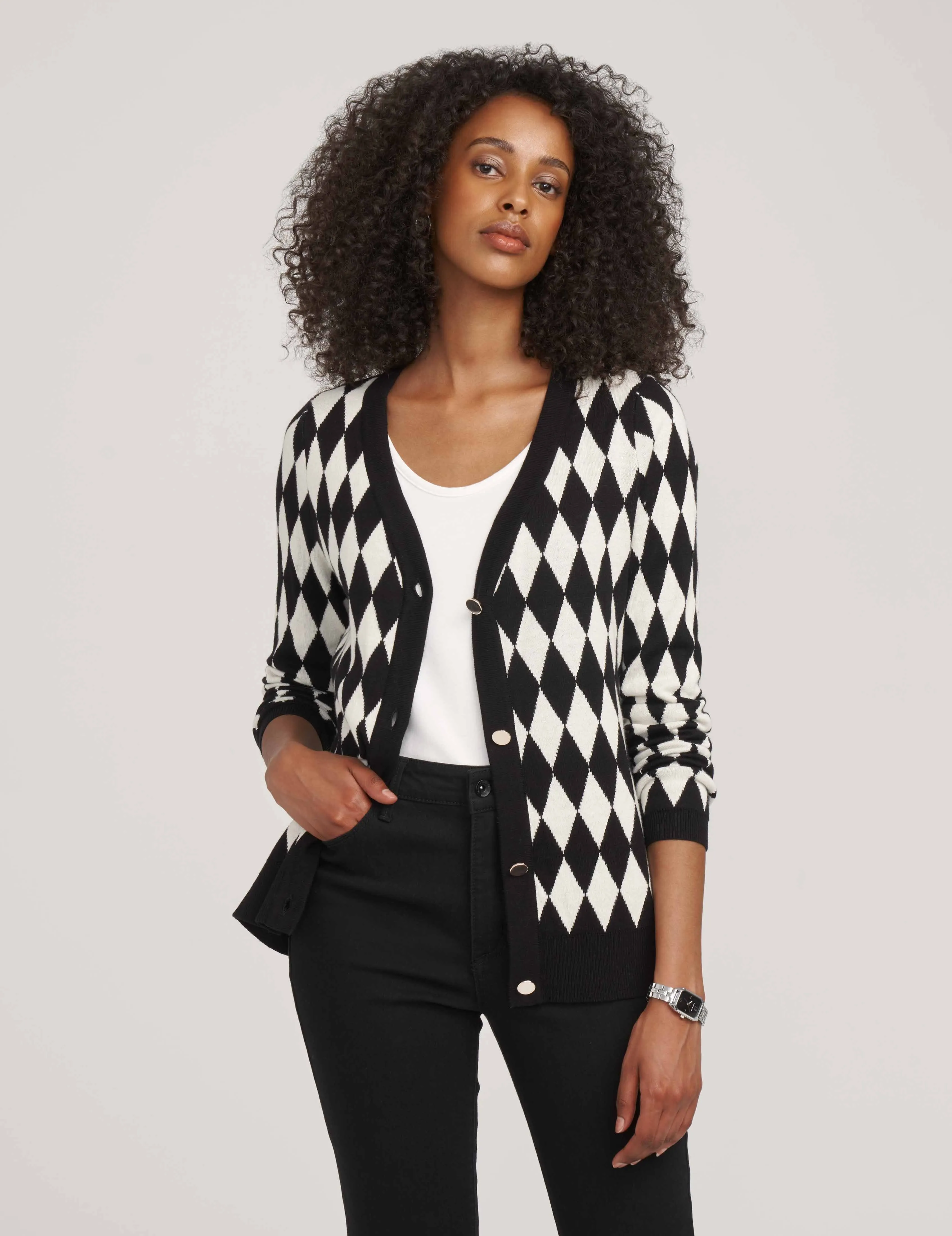 Diamond Jacquard Cardigan- Sale