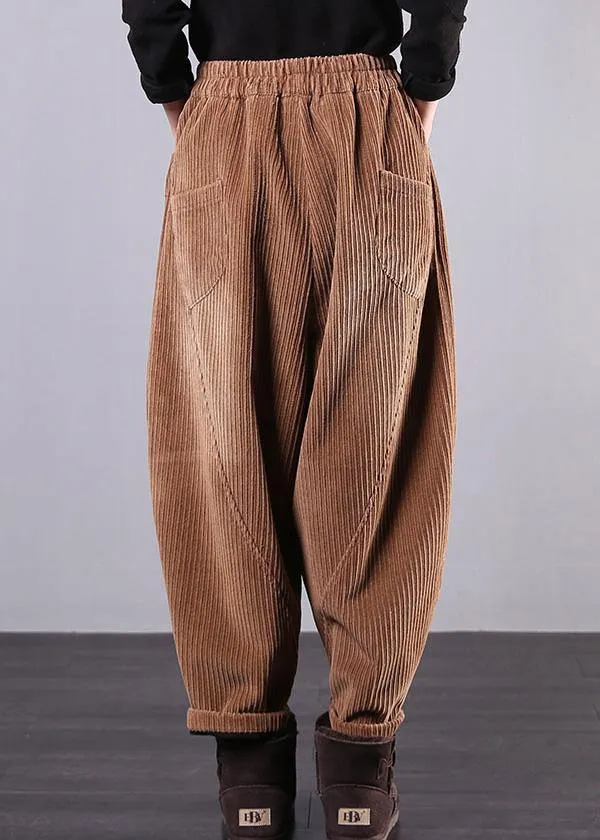 DIY fall women pants women's chocolate Photography Corduroy pockets trousers