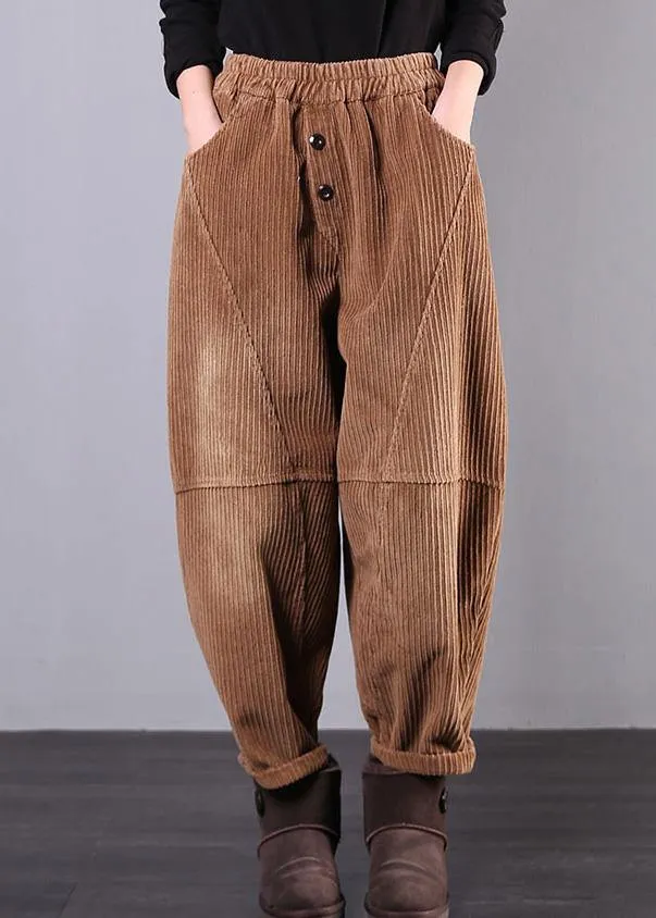 DIY fall women pants women's chocolate Photography Corduroy pockets trousers