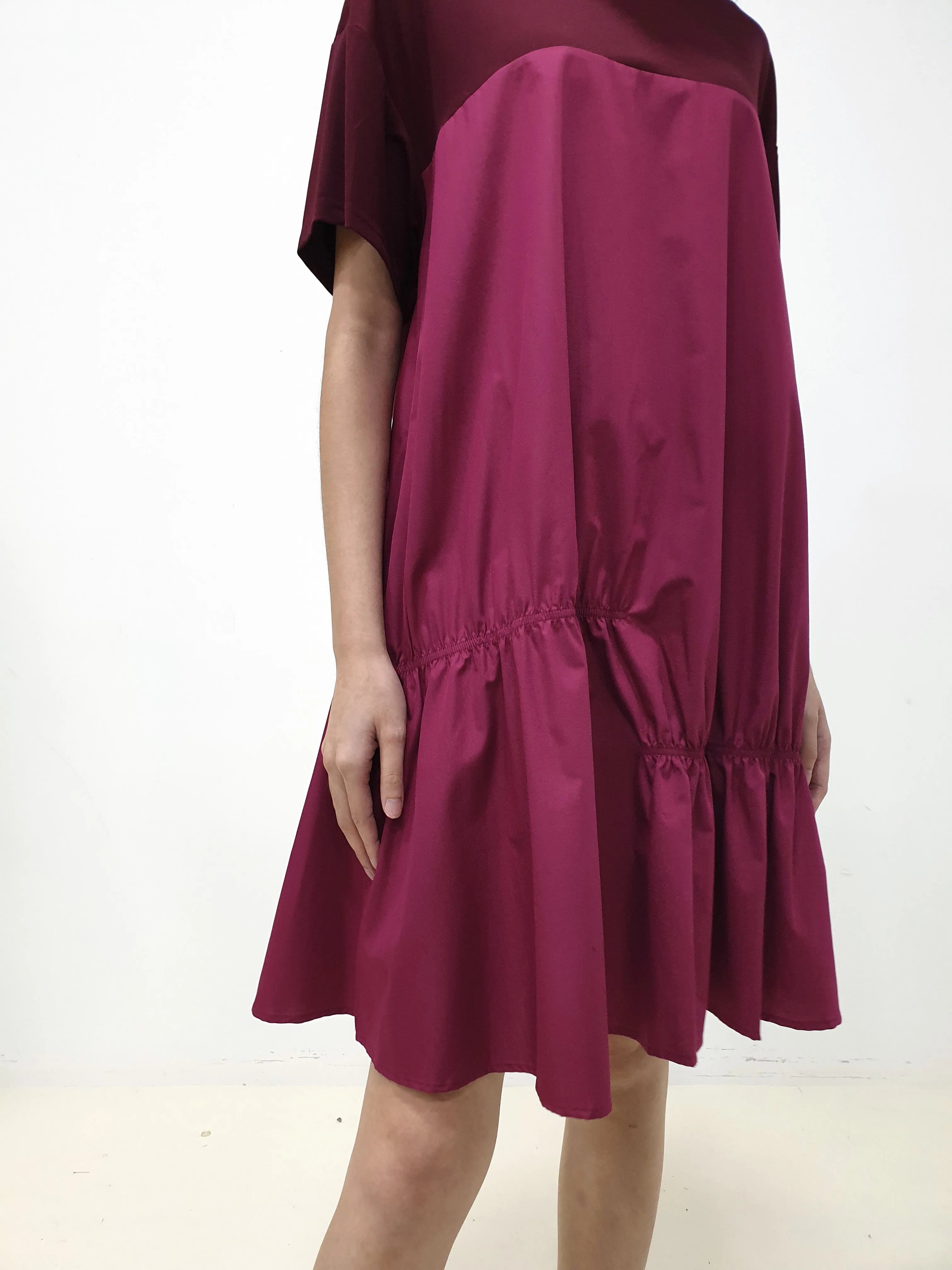 Duo Gather Casual Dress - Plum (Non-returnable)